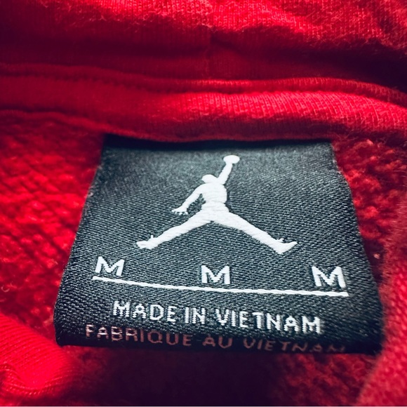 Jordan Air Hoodie M | Red Black Colorblock Pullover Jumpman Logo Front Pocket - Picture 5 of 6